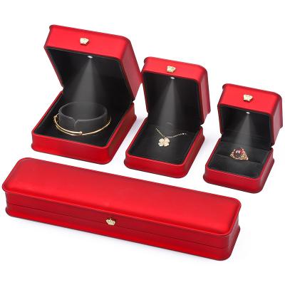 China LED Light Red Color Jewelry Box Sets , Jewelry Packaging Box With Custom Logo for sale