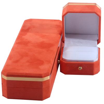 China Pacote de jóias para colar de casamento brincos e anel Hanhong Custom Orange Velvet Box à venda