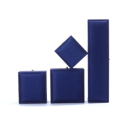 China Hanhong Custom Blue Leather Jewelry Box for Ring Necklace Bracelet Wedding Contact Us for sale