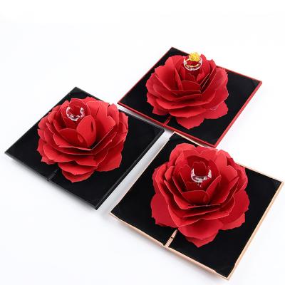 China OEM Black Safflower Jewelry Packaging Case Rose Flower Gift Box For Jewellry for sale