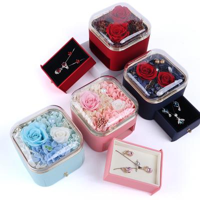 China Customized Size Flower Drawer Jewelry Box Rose Design For Valentine'S Day Gift for sale