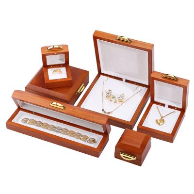 China Handmade Rectangle Custom Logo Wooden Jewelry Box For Bracelet Necklace Ring Set for sale