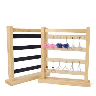 China Compact Multipurpose Wooden Ear Rings Drop Display Rack Jewelry Exhibition Stand for sale