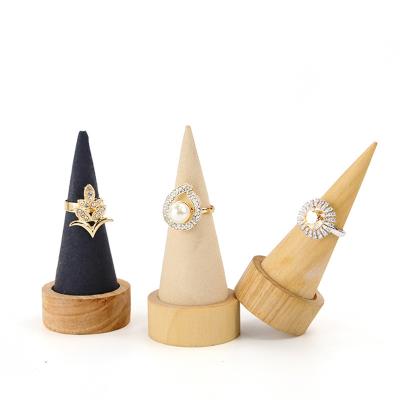 China Compact Cone Shaped Wooden Bracelet Display Stand for Bangle Watch Exhibition for sale