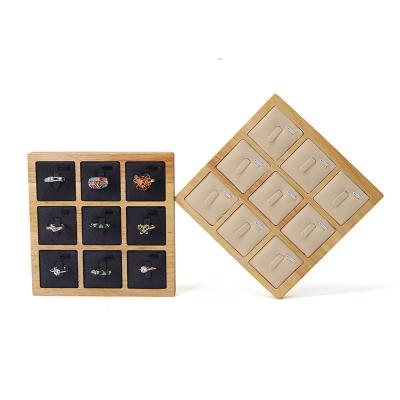 China 3x3 Multi Cells Solid Wood Jewellery Presentation Tray For Ear Rings Studs Exhibition for sale