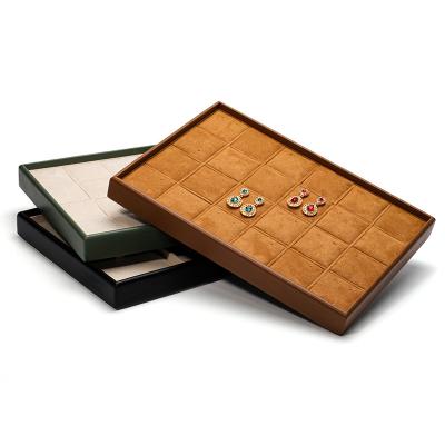 China Meerdere compartimenten PU leer sieraden display tray zachte bekleding tentoonstelling rekwisieten Te koop