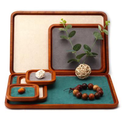 China Multi-Color Lining Solid Wood Juwelen Display Tray Voor Ring Armband Hangertje Exhibition Te koop