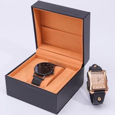 China Stylish Soft Lining PU Leather Watch Storage Box With Inner Jewelry Pocket for sale