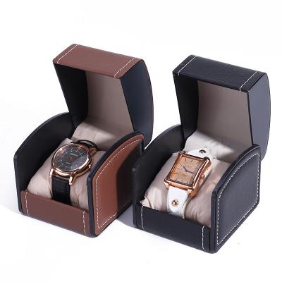 China Flip Open Deluxe Handmade Leather Watch Case Treasure Packaging Watch Cover for sale