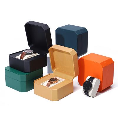 China Octagonal Sleek Luxury Leather Watch Box With Soft Velvet Lining For Gift for sale