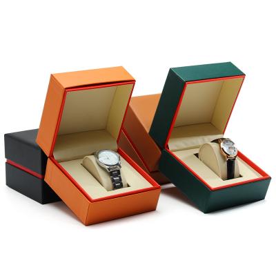 China Luxurious Dust-Proof PU Leather Watch Case with Red Internal Surrounding Edge for sale