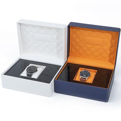 China Soft Touch Lining PU Leather Watch Box Luxury Packaging with Sleek Wooden Internal for sale