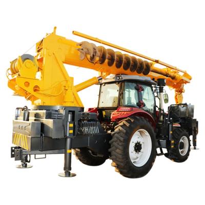 China TRUCK CRANE Wheel Type Power Pole Rotary Drill Rig / Tractor Mounted Crane Drill Rig for sale