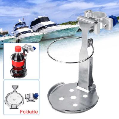 China Marine Hardware Stainless Steel Folding Cup Drinks Holder Adjustable Bottle Holder for Boat Truck Anti-Corrosion Anti-rust Silver for sale