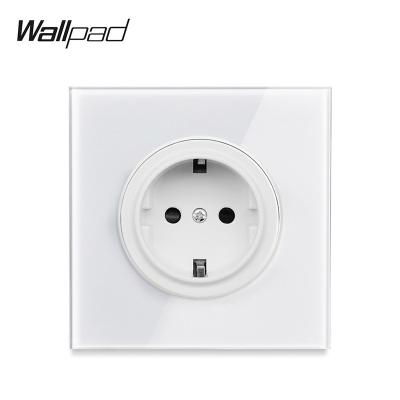 China Glass Panel Gray Gold Black White 4 EU 16A Residential/General Purpose Wall Mounted Electrical Outlet Colors Black Flat Edge Corner for sale