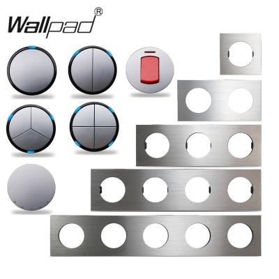 China 1-4 Strip Round Shape Brushed Aluminum Lamp Switch With 86 Type Multi Post Frame Silver Brushed Aluminum LED New Fashion for sale