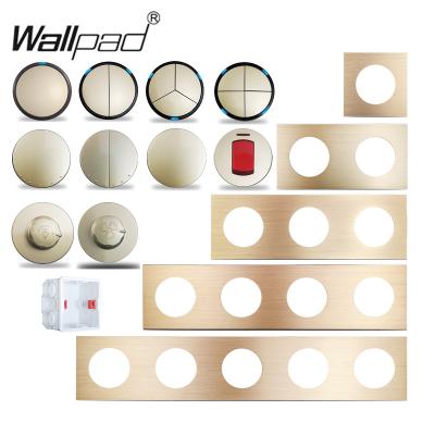 China Aluminum Gold Brushed Aluminum Brushed Panel Around Wall Switch Electric Water Heater Cooker Unit Dimmer Fan Speed ​​Switch for sale