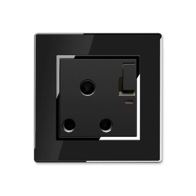 China Black Acrylic Frame Power Wall Delivery Socket 15A 3 Outlet Residential / General Purpose Quick Round Socket With Silver Border 220-250V for sale