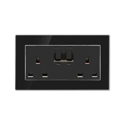 China UK Manufacturer British Standard Two Residential / General Purpose Acrylic Strip Panel Socket With On Off Switch For Commercial Home Use for sale