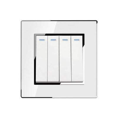 China Home Appliance UK Standard Acrylic Panel 16A 220-250V 4 Gang 1 Way Wall Switch for sale