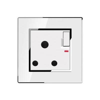 China Wall Socket UK 86 Residential / General Purpose Type 15A Round 3 Pin Wall Socket Panel Acrylic Silver Border for sale