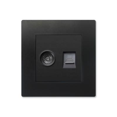 China Residential/Multi-Purpose Black Plastic Low Current Factory Price TV RJ45 CAT5 Network Socket Wall Outlet Outlet for sale