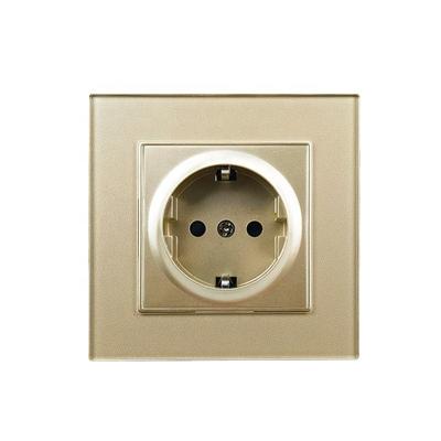 China EU Residential / General Purpose Power Socket, Standard 16A 250V Floor Standing With Safety Door Gold Sight 86mm*86mm Glass Wall Socket for sale