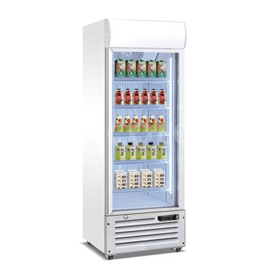 China Single-temperature Energy-saving Drinks Door Cabinet Flat Glass Refrigerating Upright Glass Refrigerator for sale