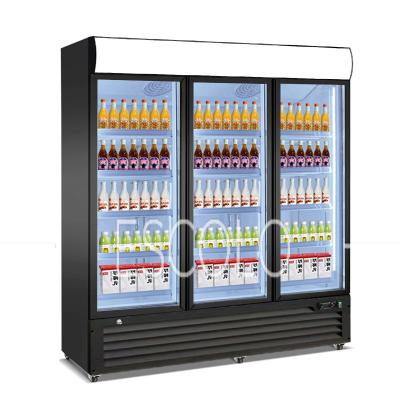 China Single-temperature Three Door Showcase Refrigerating Beverage Display Glass Beer Fridge Display Cooler for sale