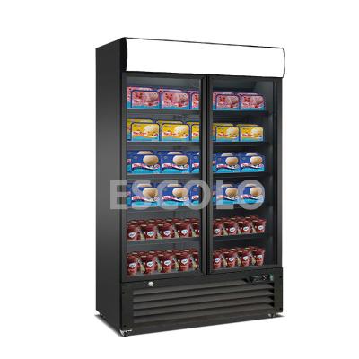 China Energy Efficiency Commercial Restaurant Glass Door 2 Door Freezer With Lock for sale