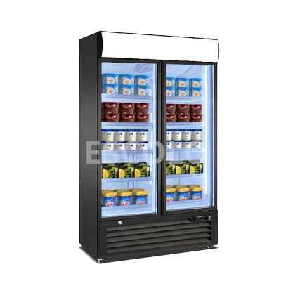 China Low Noise Energy Efficiency Vertical Glass Door Display Ice Deep Fridge Freezer for sale