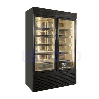 China Single-Temperature Double Door Vertical Display Dry Aged Meat Cabinet Refrigerator for sale