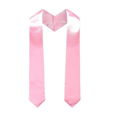 China Polyester Fashion Unisex Adult Simple Pink Graduation Stole Sash With Custom Logo for sale