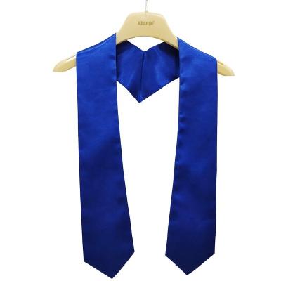 China New Blue Simple Polyester Graduation Stole Honor Stole For School Beginnings, for sale