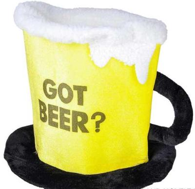 China Cheap Crazy Funny Carnival Fans Plush Party Hats Custom Beer Mug Party Hat for sale