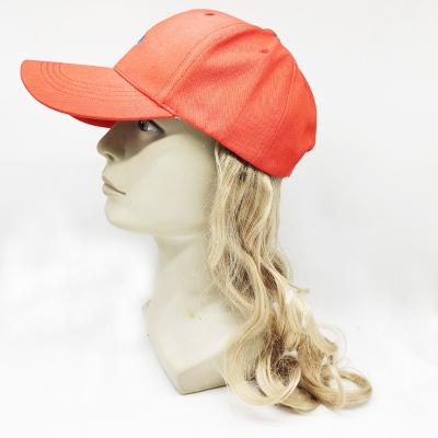 China Custom Water Wave Color And Logo Sports Hats With Wig Long Baseball Cap Wig Caps For Woman Women for sale