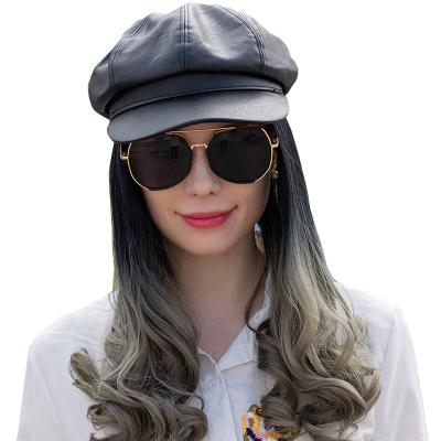 China Custom Water Wave Color And Logo Sports Hats With Wig Long Baseball Cap Wig Caps For Woman for sale