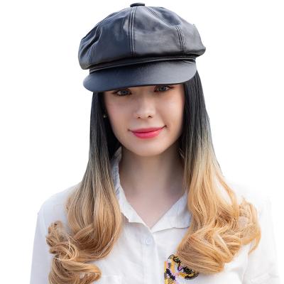 China Water Wave Straight Hair Synthetic Short Wig With Baseball Cap Naturally Link Adjustable Baseball Cap for sale