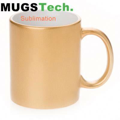 China Stocked Colored Mug Two Tone Sublimation 11oz Shinning Gold Coated Mug for sale