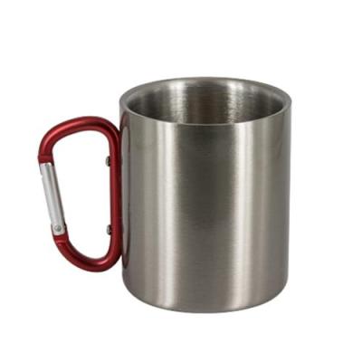 China Durable Silver Stainless Steel 8oz Mug With Carabineer Handle for sale