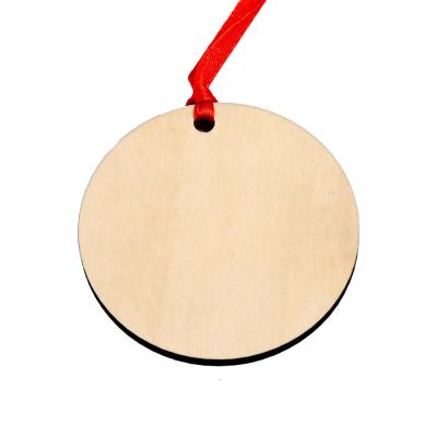 China Sublimation MDF Christmas Ornament Blank Wooden Ball Pendant Hanging For Decorations Natural Wood Round Shape for sale