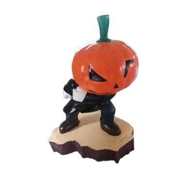 China Europe Park Halloween Pumpkin Man Fiberglass Cartoon Character Easter Pumpkin Fiberglass Character Sculpture for sale