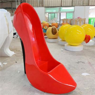 China Custom Red Resin Display High Heel Shoe Fiberglass Mall Sculpture China Floor To Ceiling Accessories for sale