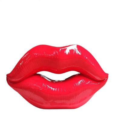 China Europe lip glass reinforced plastic creative sexy attractive sculpture modeling beautiful old mall hotel lips ornaments for sale