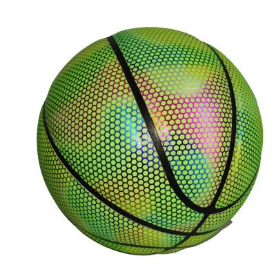 China Custom Laminated Hygroscopic Black PU Leather Light Up LED Basketball Ball Glow In Dark Ball Customized Size for sale