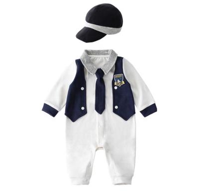 China Newest Personalized Unisex Infant Vest Baby Bodysuit Mister Cotton Romper With Hat For Newborn Gift Set for sale