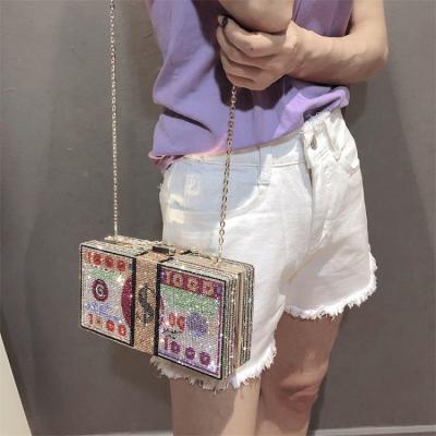 China Creative Alloy Dollar Money Bag Rhinestone Cross - Body Bag Luxury Ziplock Bag For Girl Woman Lady for sale