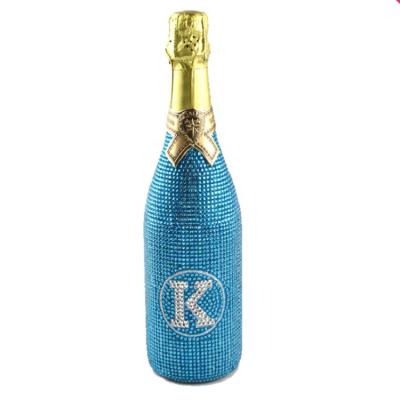 China Custom Champagne Wine Bottle Bling Liquor Sparkle Ombre Rhinestone Water Bottle Gift Bottle for sale