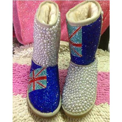 China New Bling Shorts Sheepskin Super Czech Wool Crystals Round Shinning Sparkly BOOTS for sale