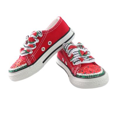 China Deodorizing Watermelon Inspired Casual Girls Glitter Shoes Bling Custom Sport Crystal Diamond Baby Kids All Star To Take His First Steps Canvas for sale